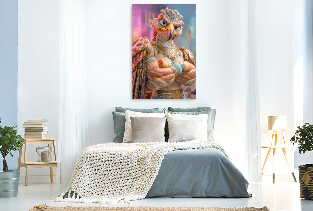 Premium Textil-Leinwand Starke tierische Kerle