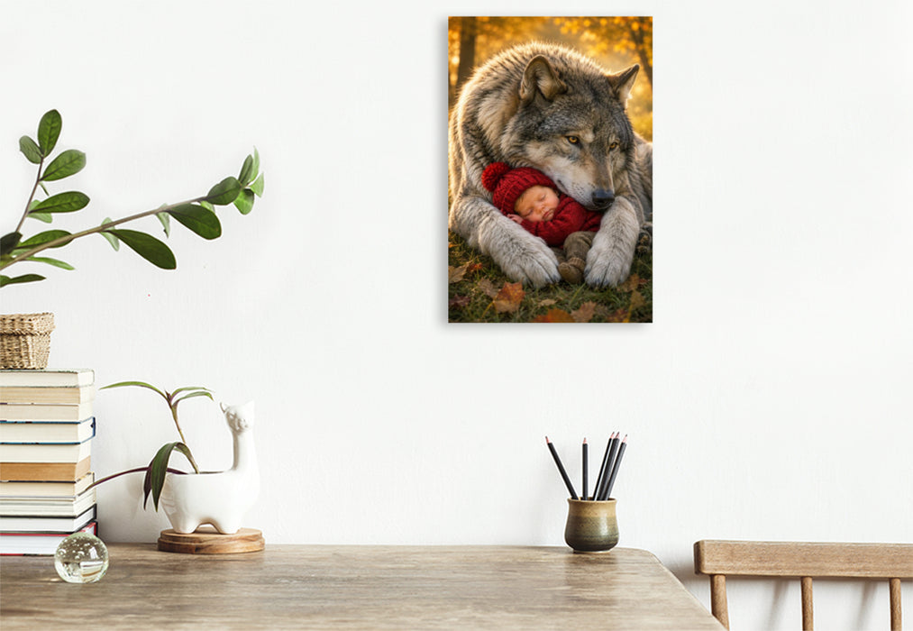 Premium Textil-Leinwand Im Schutz des Wolfes