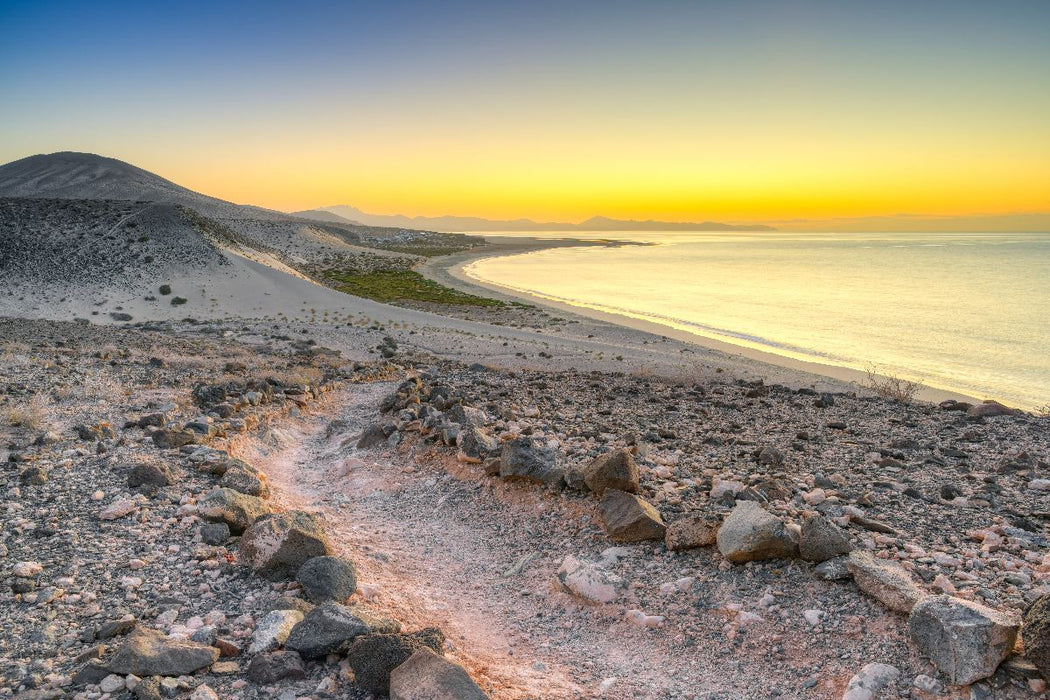 Premium Textil-Leinwand Blick Richtung Playa de Sotavento auf Fuerteventura
