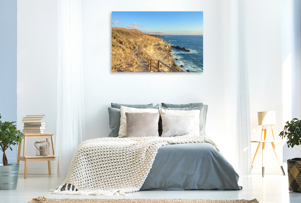 Premium Textil-Leinwand Küstenweg in Ajuy auf Fuerteventura