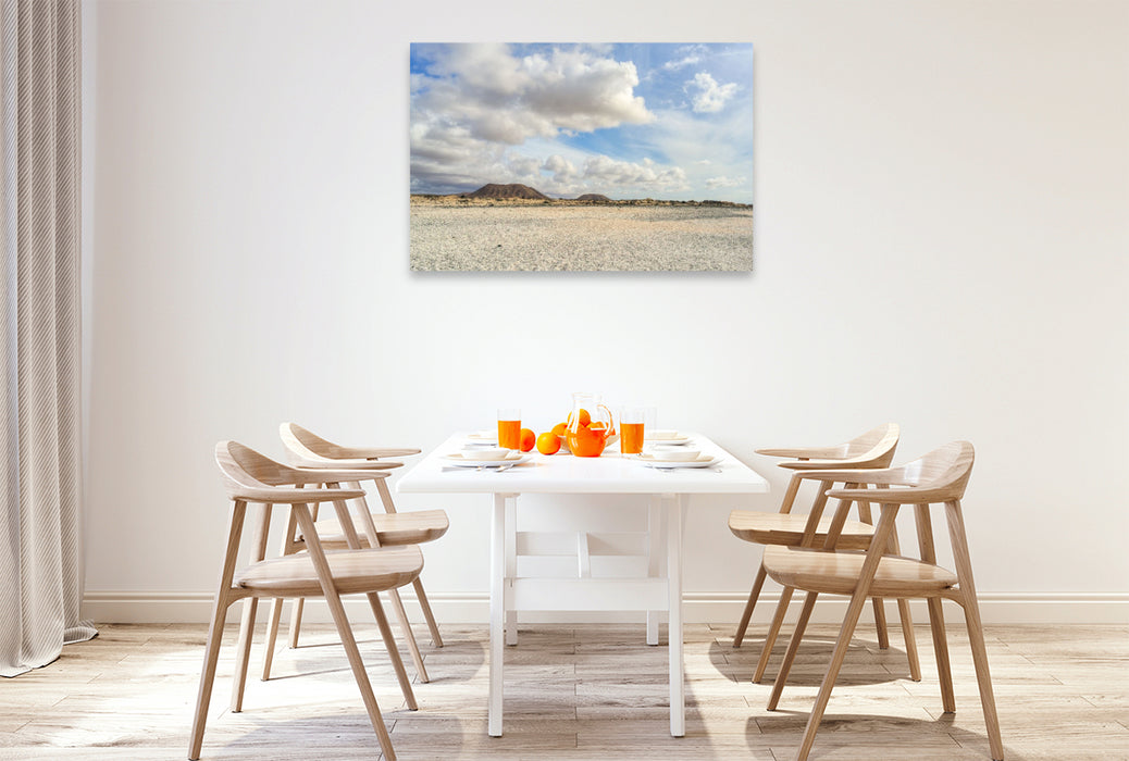 Premium Textil-Leinwand Popcorn Strand - Playa del Bajo de la Burra auf Fuerteventura