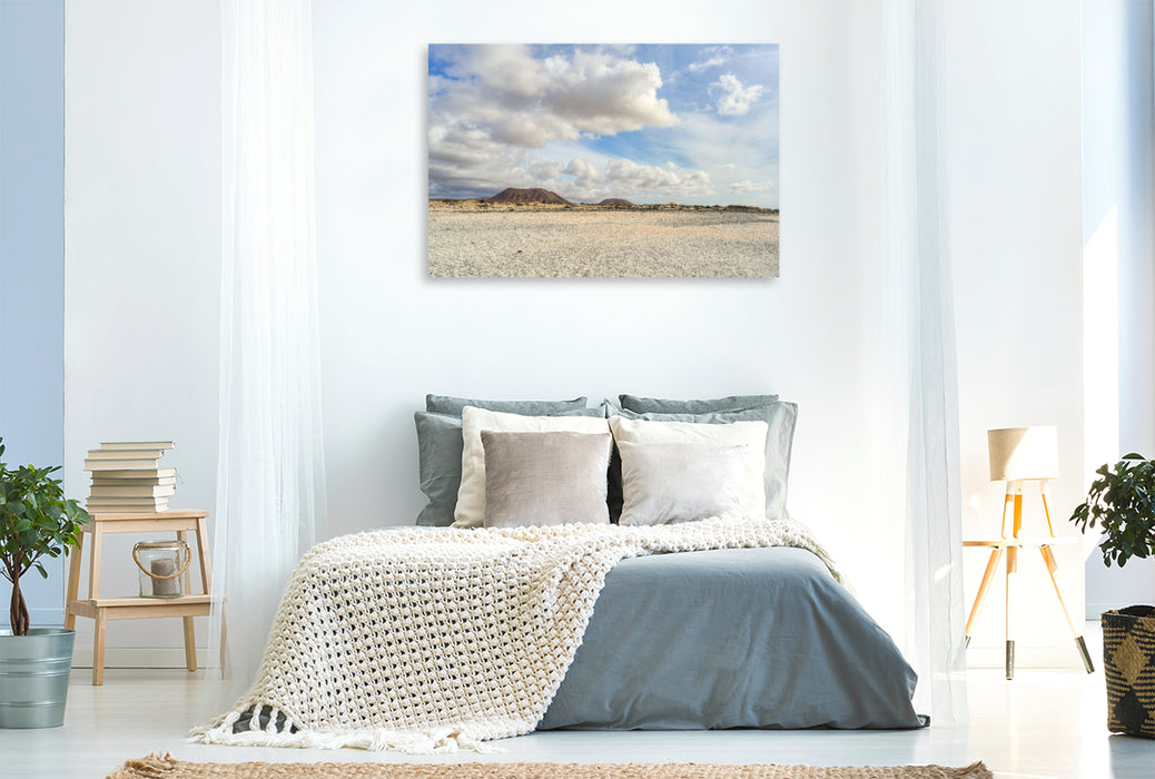 Premium Textil-Leinwand Popcorn Strand - Playa del Bajo de la Burra auf Fuerteventura