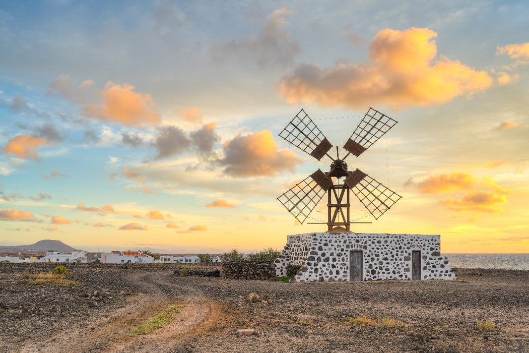 Premium Textil-Leinwand Windmühle in Puerto Lajas auf Fuerteventura