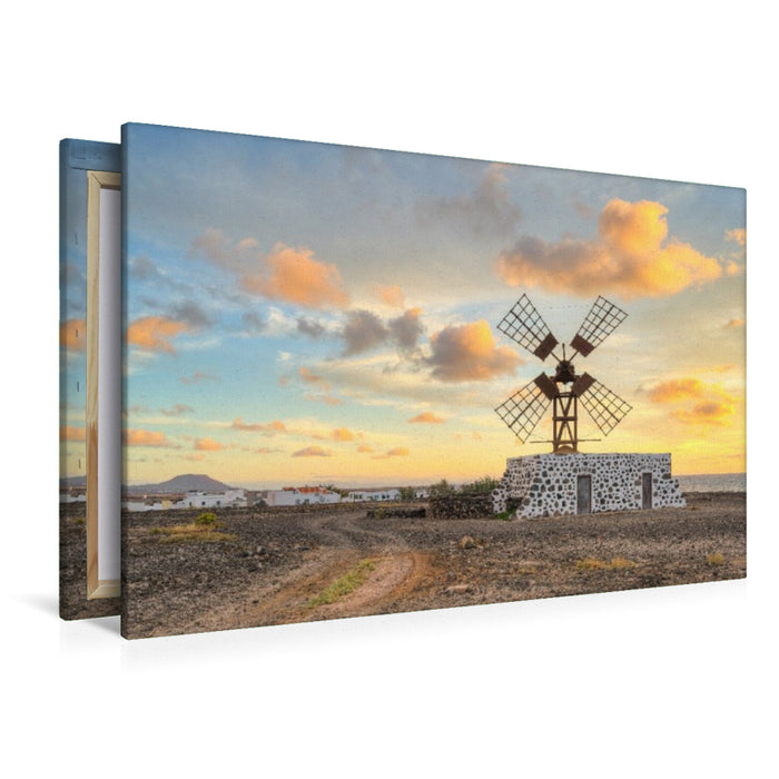 Premium Textil-Leinwand Windmühle in Puerto Lajas auf Fuerteventura
