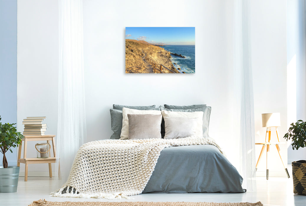 Premium Textil-Leinwand Küstenweg in Ajuy auf Fuerteventura