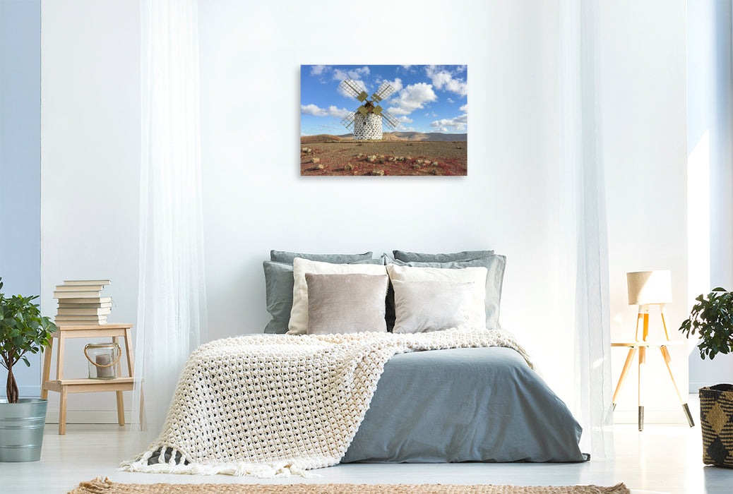 Premium Textil-Leinwand Windmühle in Villaverde auf Fuerteventura