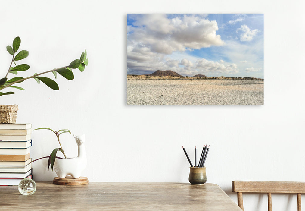 Premium Textil-Leinwand Popcorn Strand - Playa del Bajo de la Burra auf Fuerteventura
