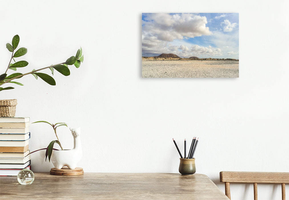 Premium Textil-Leinwand Popcorn Strand - Playa del Bajo de la Burra auf Fuerteventura