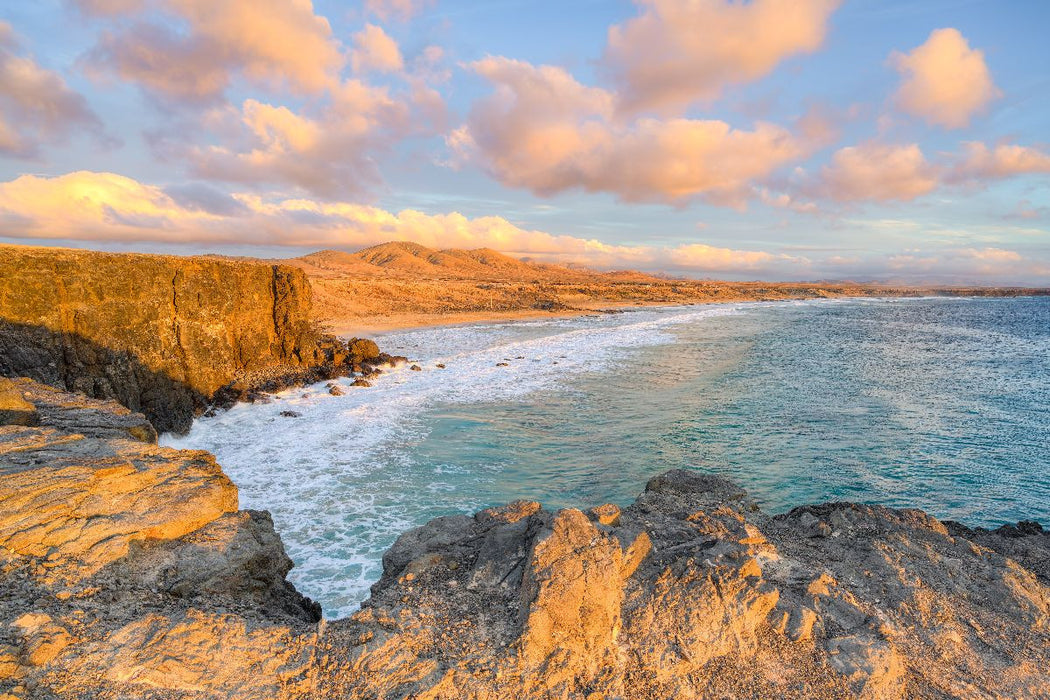 Premium Textil-Leinwand Küste bei El Cotillo auf Fuerteventura