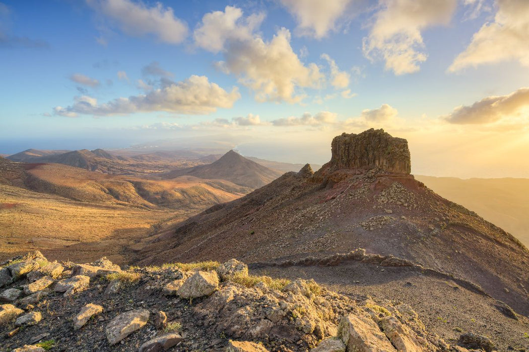 Premium Textil-Leinwand Blick vom Montana Cardon auf Fuerteventura