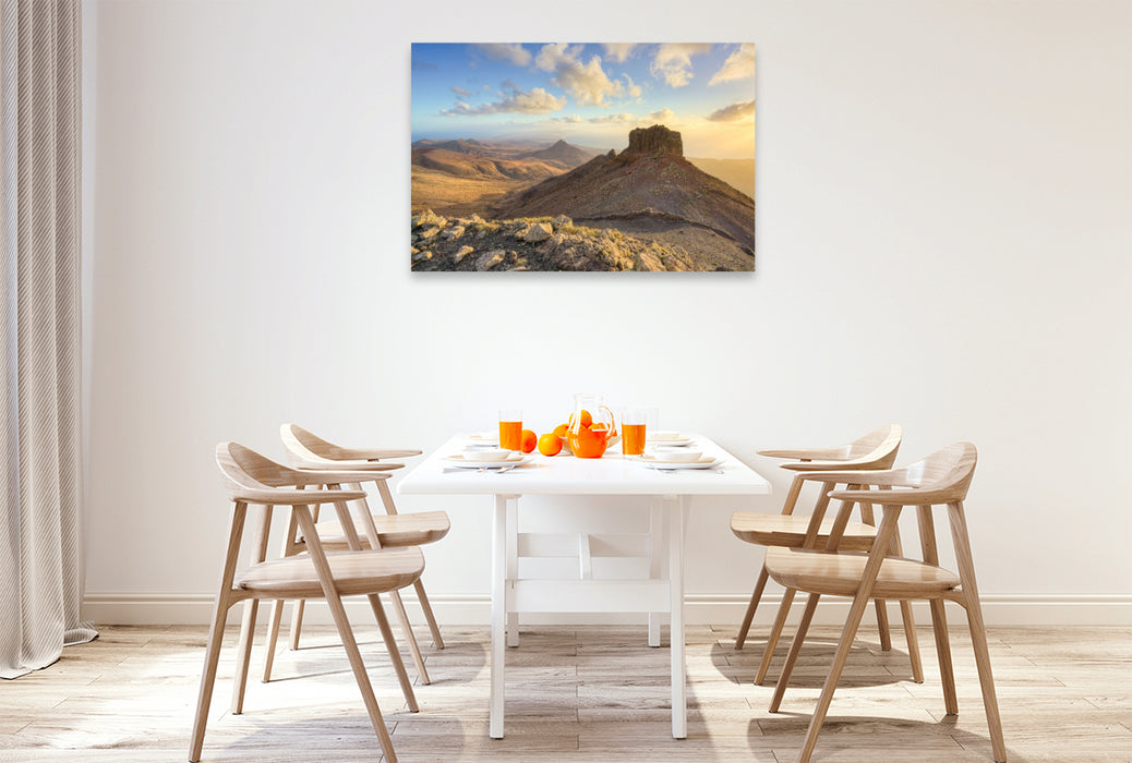 Premium Textil-Leinwand Blick vom Montana Cardon auf Fuerteventura