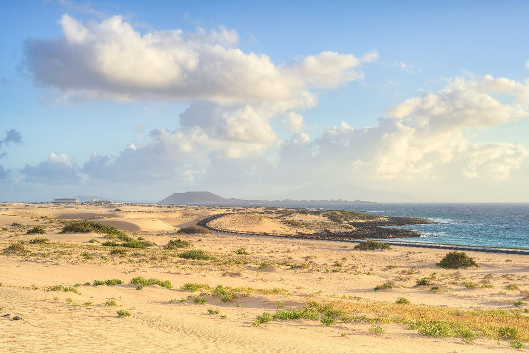 Premium Textil-Leinwand Dünen bei Corralejo auf Fuerteventura