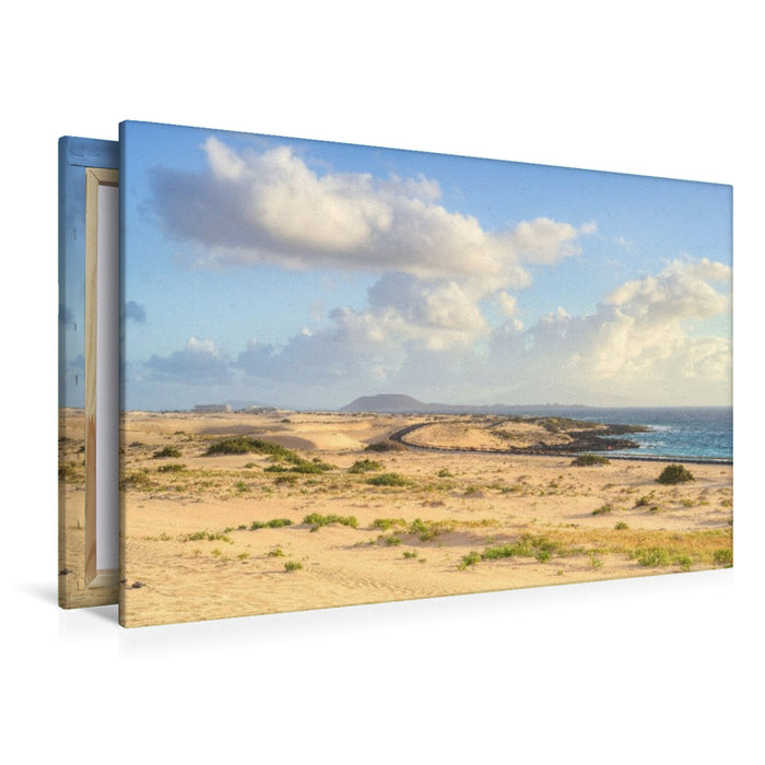Premium Textil-Leinwand Dünen bei Corralejo auf Fuerteventura