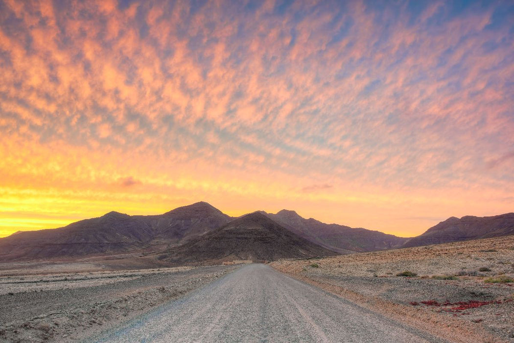 Premium Textil-Leinwand Straße zum Punta de Jandia auf Fuerteventura