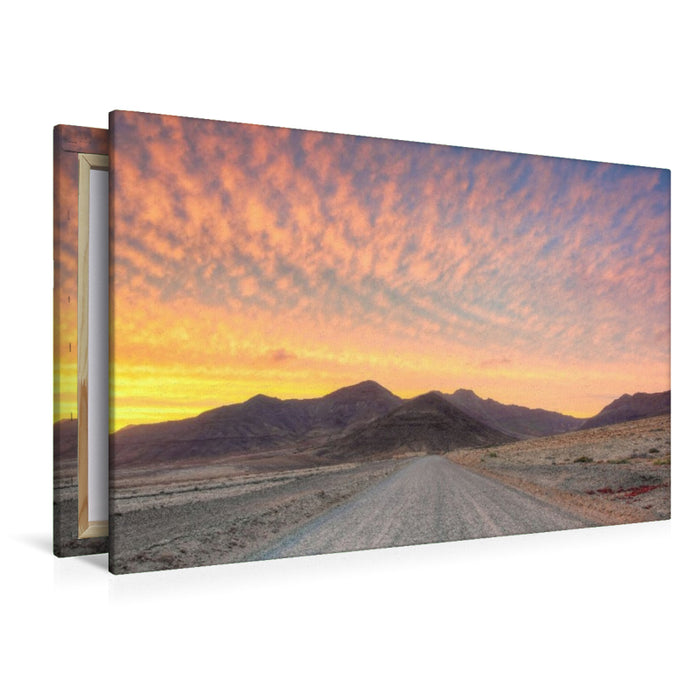 Premium Textil-Leinwand Straße zum Punta de Jandia auf Fuerteventura