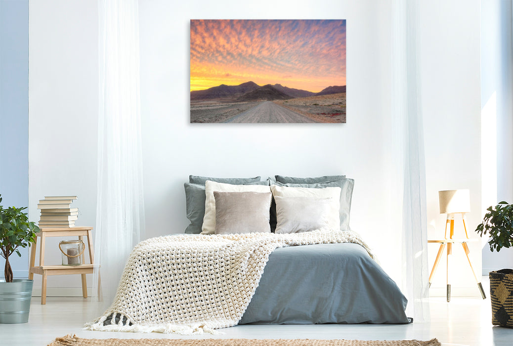 Premium Textil-Leinwand Straße zum Punta de Jandia auf Fuerteventura