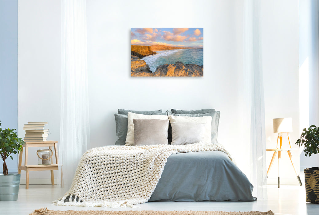 Premium Textil-Leinwand Küste bei El Cotillo auf Fuerteventura