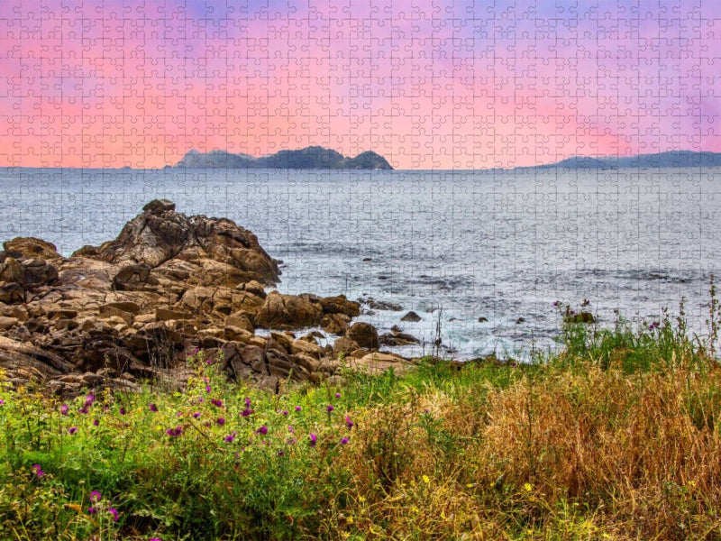 Sonnenuntergang über die Cíes-Inseln - CALVENDO Foto-Puzzle'