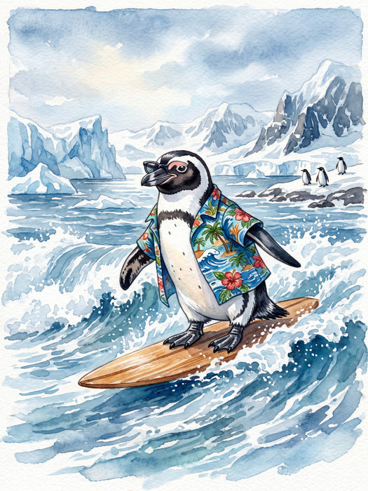Pinguin beim Surfen - CALVENDO Foto-Puzzle'