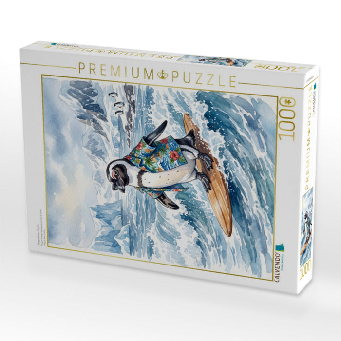 Pinguin beim Surfen - CALVENDO Foto-Puzzle'