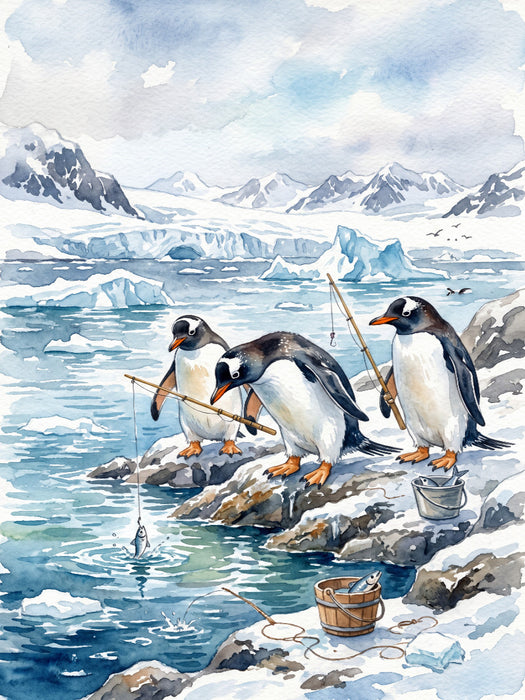 Pinguine beim Angeln - CALVENDO Foto-Puzzle'
