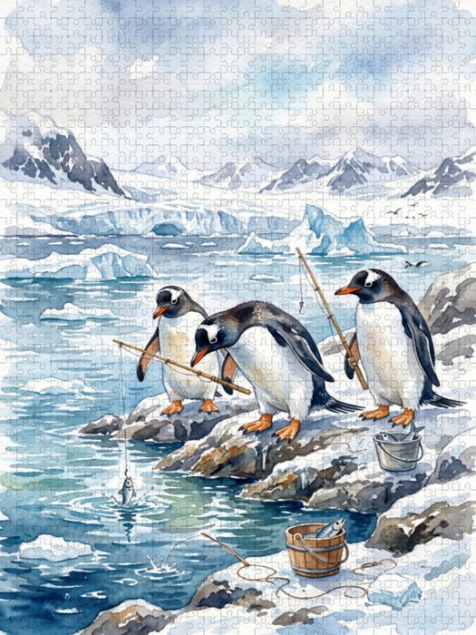 Pinguine beim Angeln - CALVENDO Foto-Puzzle'