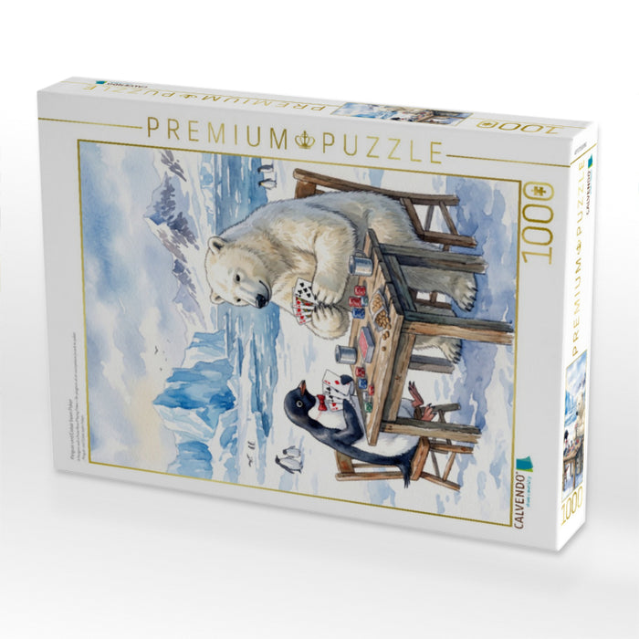 Pinguin und Eisbär beim Poker - CALVENDO Foto-Puzzle'