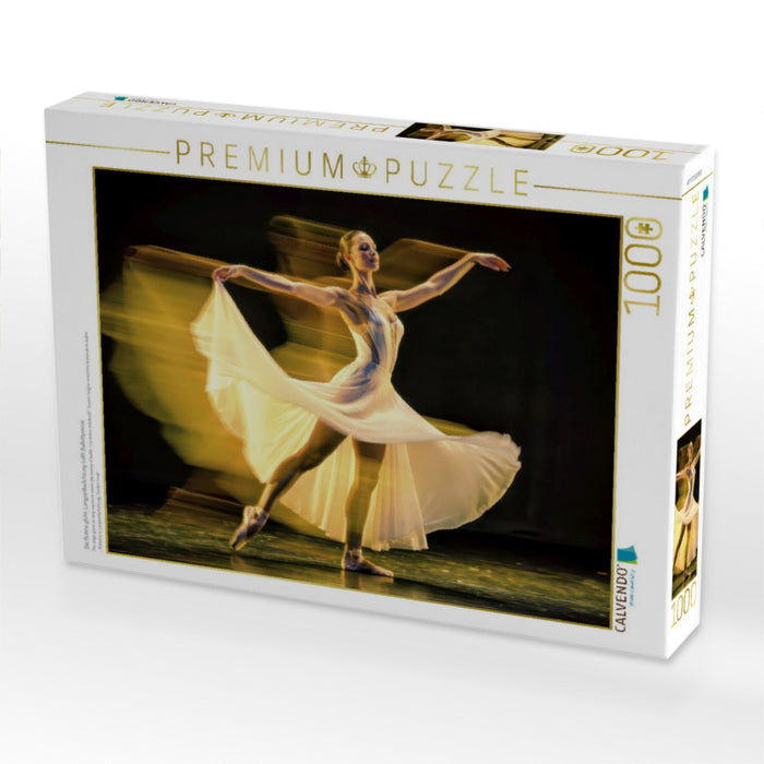 Die Bühne glüht, Langzeitbelichtung trifft Ballettpoesie. - CALVENDO Foto-Puzzle'