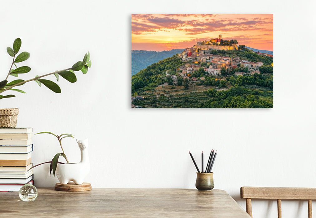 Premium Textil-Leinwand Motovun, die Trüffelstadt