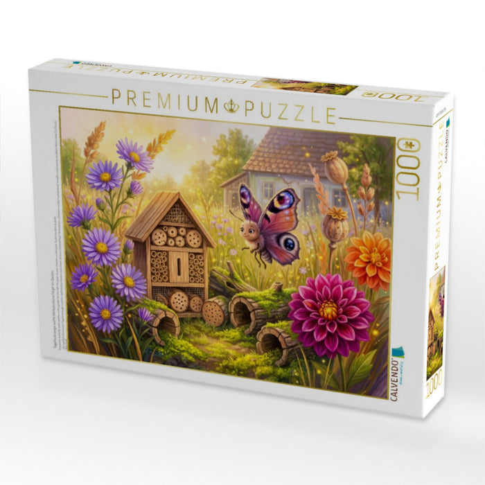 Tagpfauenauge sucht Herbstunterschlupf im Garten - CALVENDO Foto-Puzzle'