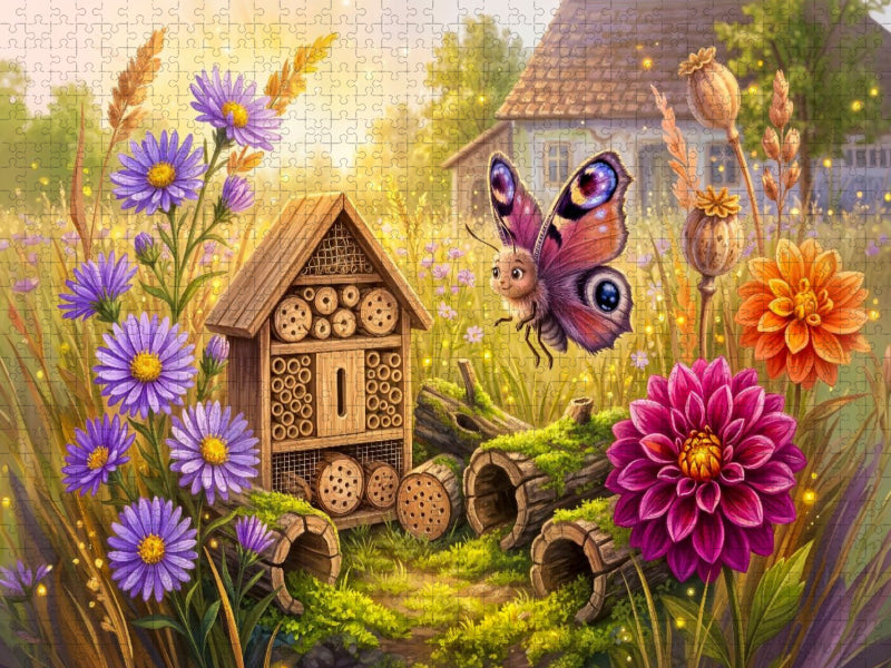 Tagpfauenauge sucht Herbstunterschlupf im Garten - CALVENDO Foto-Puzzle'
