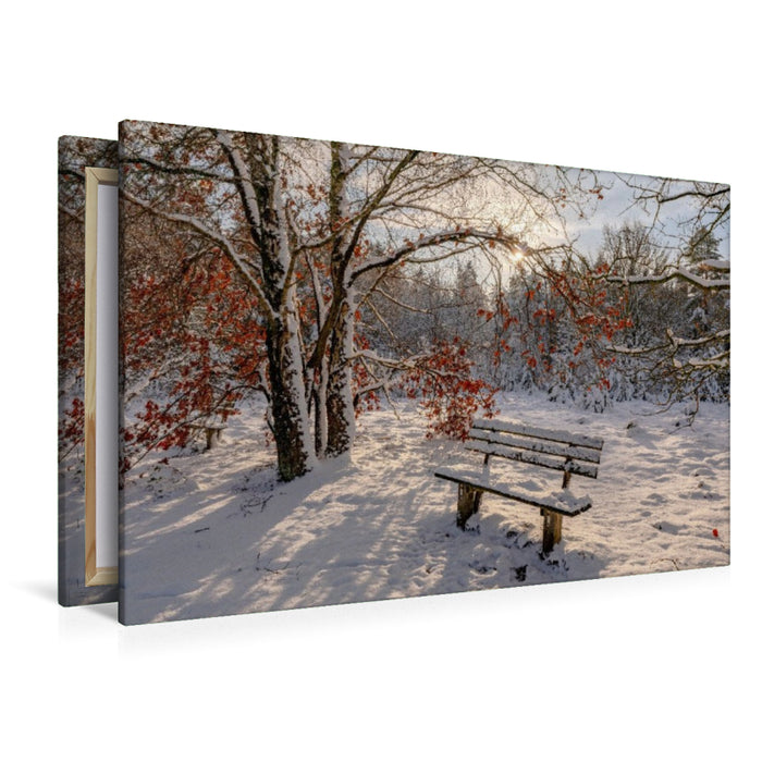 Premium Textil-Leinwand Winterzauber in der Lüneburger Heide