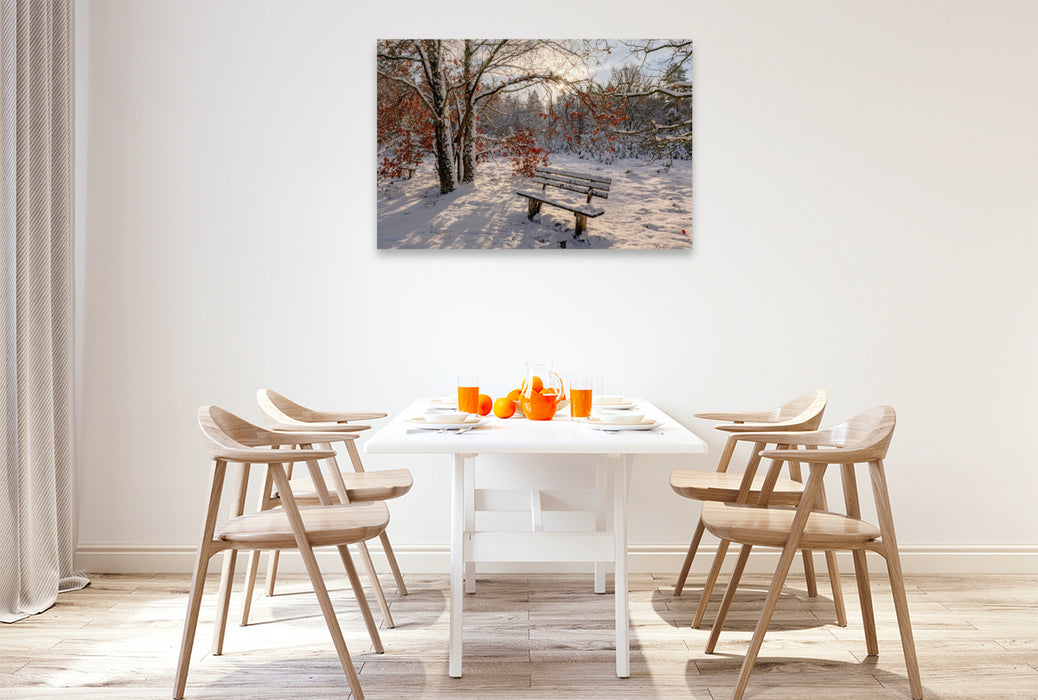 Premium Textil-Leinwand Winterzauber in der Lüneburger Heide