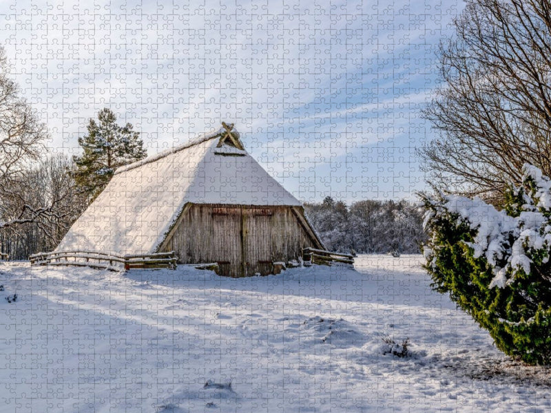 Schafstall in der Lüneburger Heide - CALVENDO Foto-Puzzle'