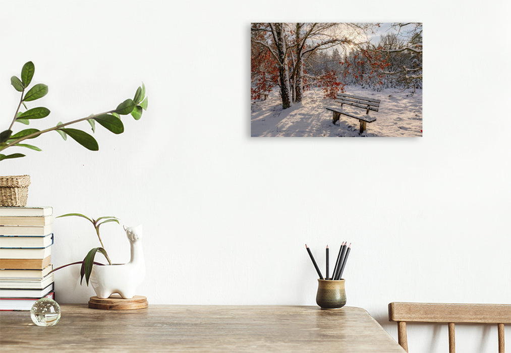 Premium Textil-Leinwand Winterzauber in der Lüneburger Heide