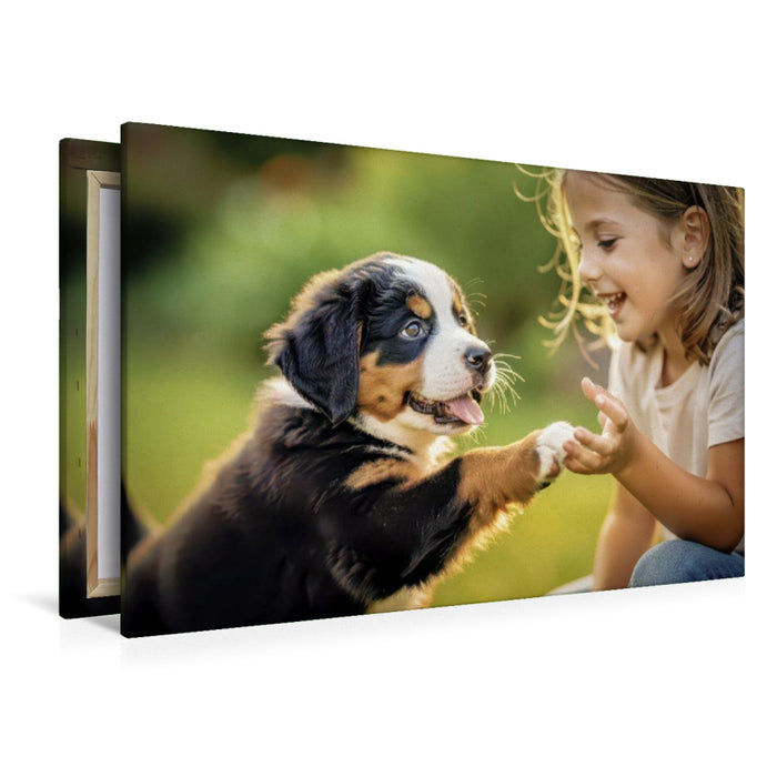 Premium Textil-Leinwand Wo Sonne und Fell zusammenstrahlen.