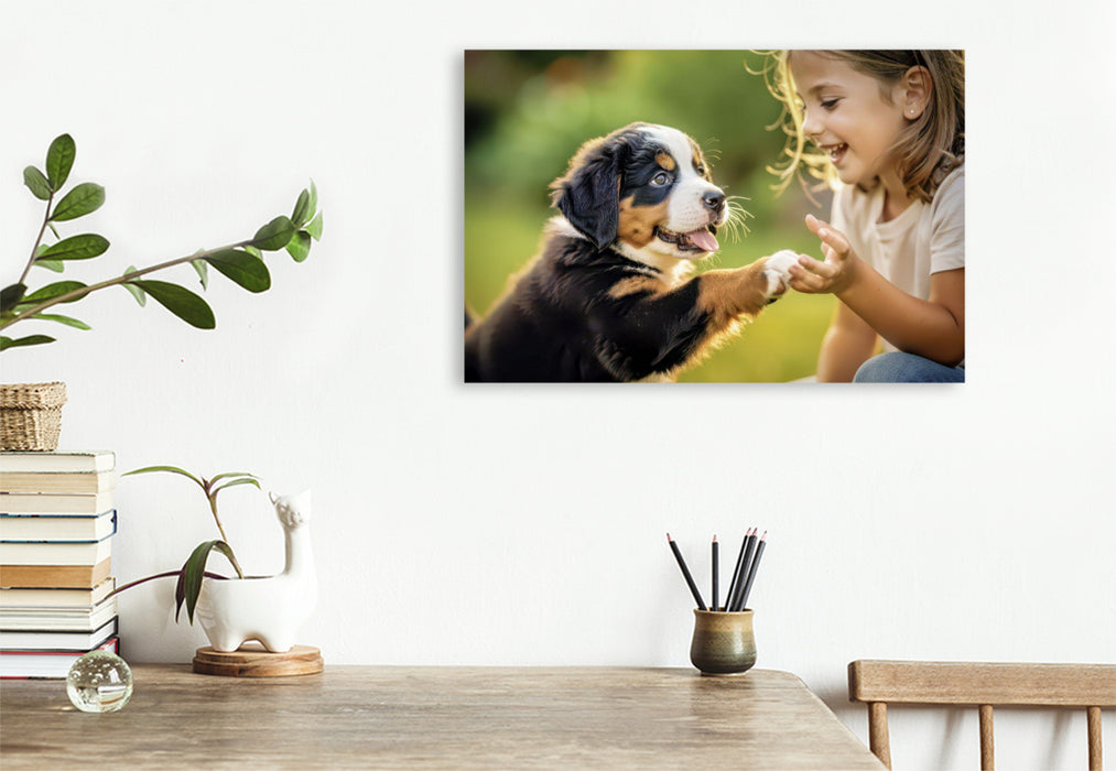 Premium Textil-Leinwand Wo Sonne und Fell zusammenstrahlen.