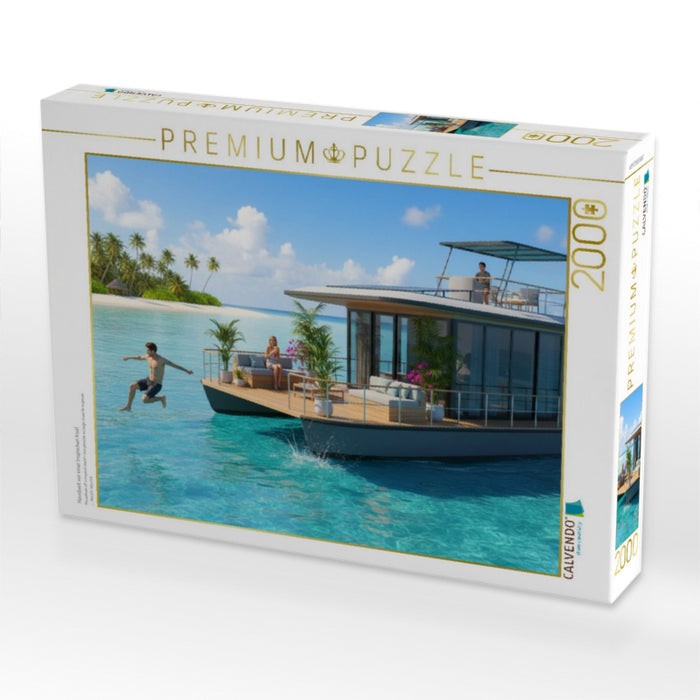 Hausboot vor einer tropischen Insel - CALVENDO Foto-Puzzle'