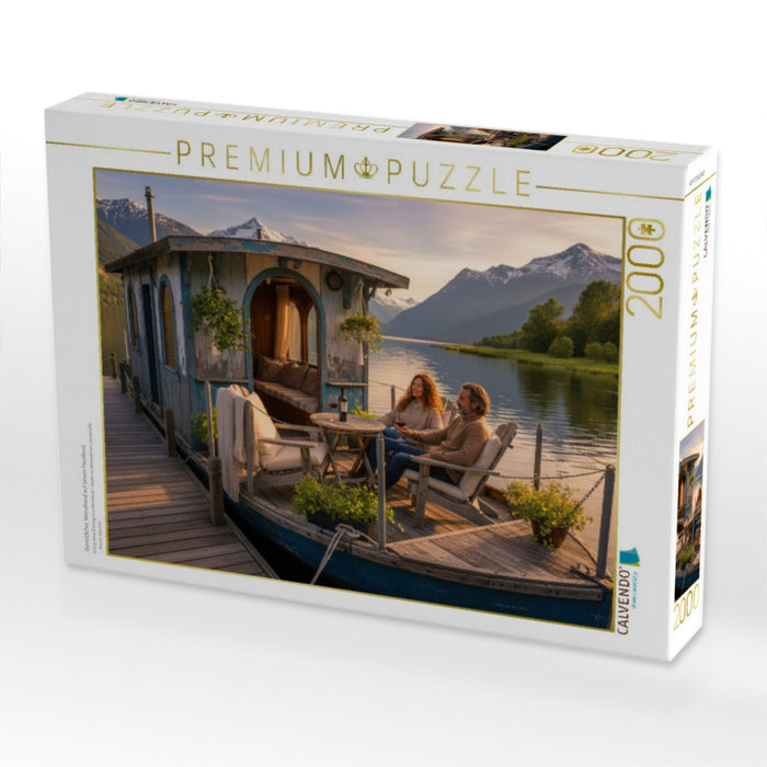 Gemütlicher Weinabend auf einem Hausboot - CALVENDO Foto-Puzzle'