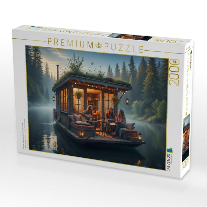 Freunde unterwegs auf einem Hausboot - CALVENDO Foto-Puzzle'