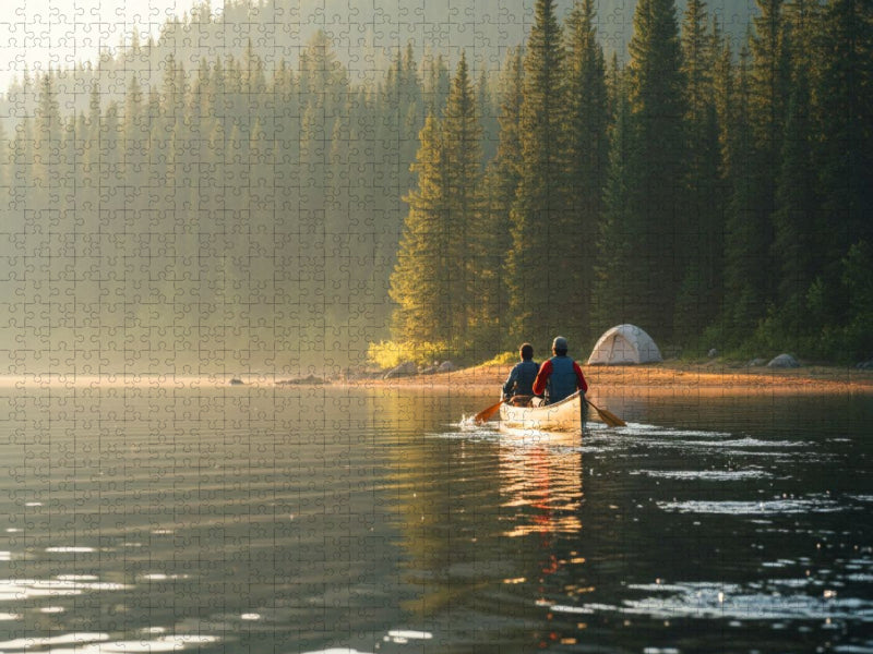 Im Morgengrauen aufbrechen - Zelten und Kanu - CALVENDO Foto-Puzzle'