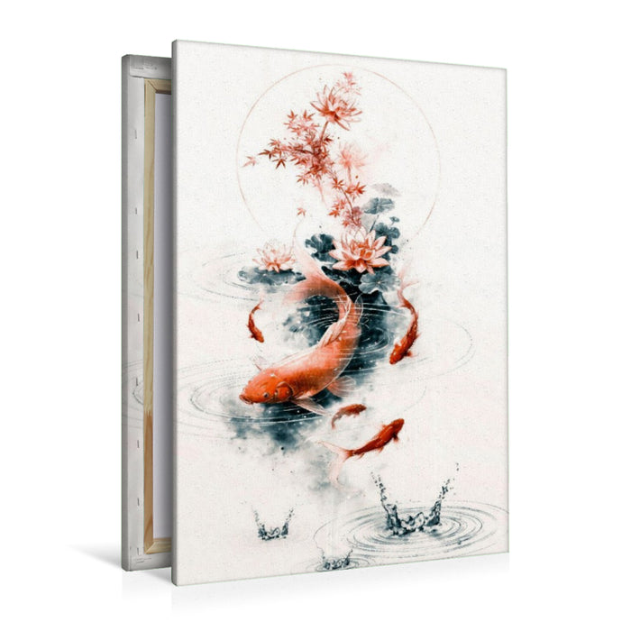 Premium Textil-Leinwand Koi im Kreis des Wassers