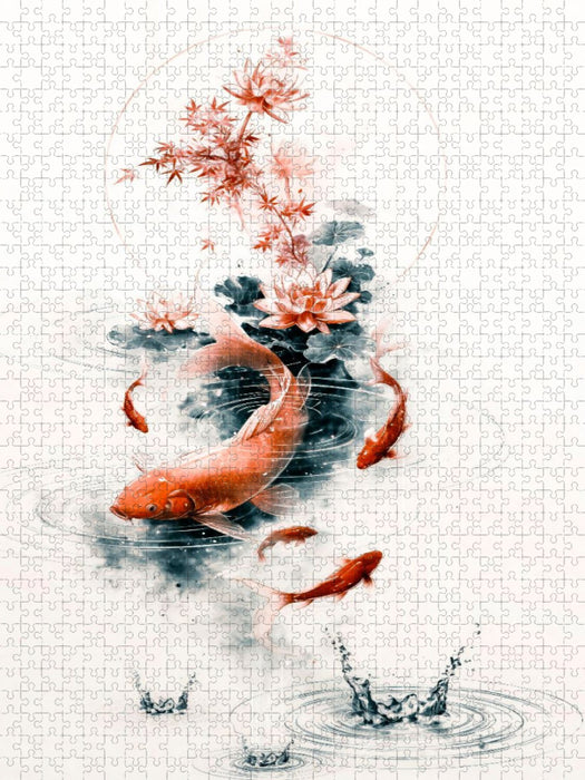 Koi im Kreis des Wassers - CALVENDO Foto-Puzzle'