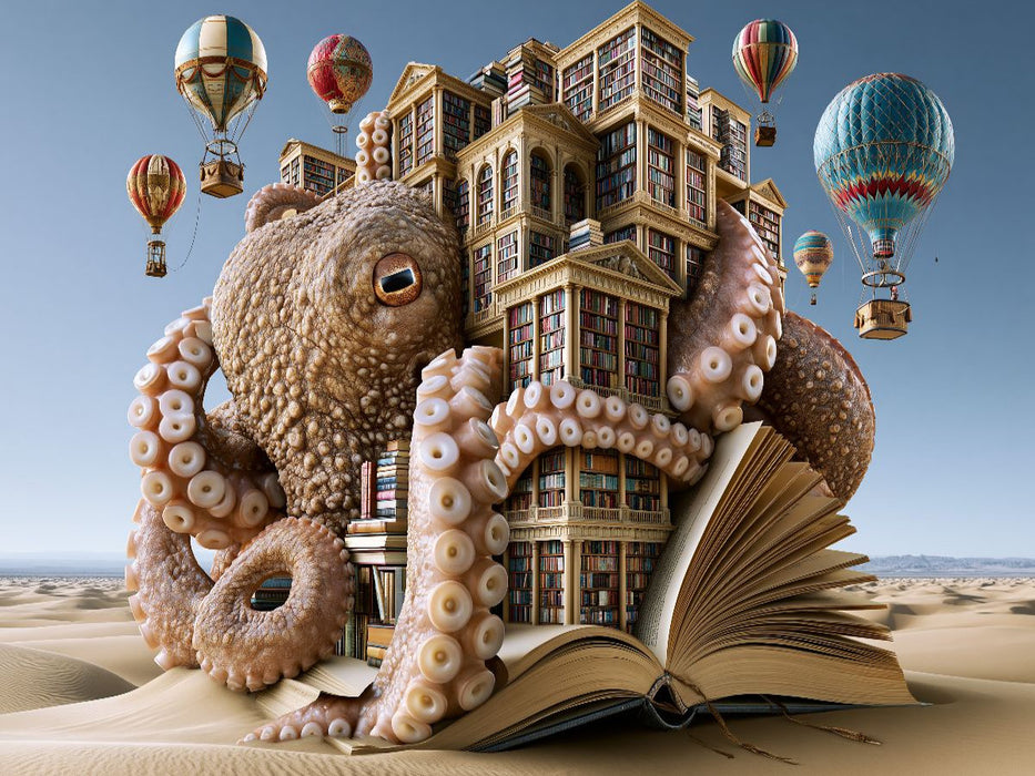 Die Heißluftballon-Oktopus-Sandbibliothek - CALVENDO Foto-Puzzle'