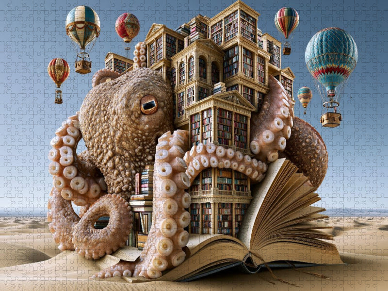 Die Heißluftballon-Oktopus-Sandbibliothek - CALVENDO Foto-Puzzle'