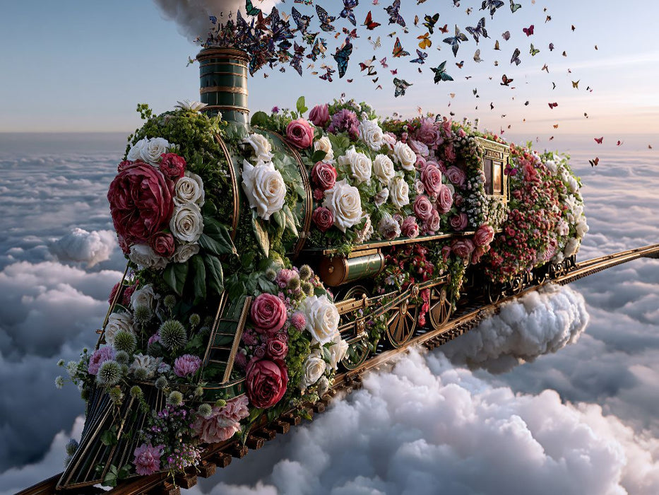 Die Himmels-Schmetterlings-Rosenlokomotive - CALVENDO Foto-Puzzle'