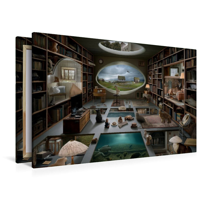 Premium Textil-Leinwand Bibliothek der Welten