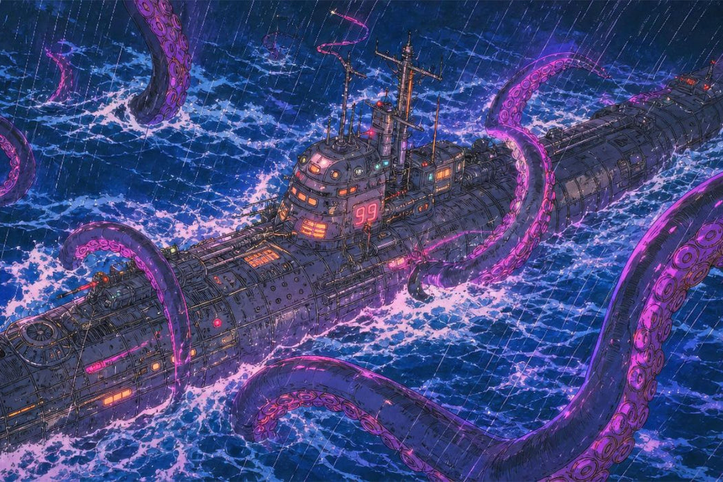 Premium Textil-Leinwand Szene aus "20.000 Meilen unter dem Meer" von Jules Verne