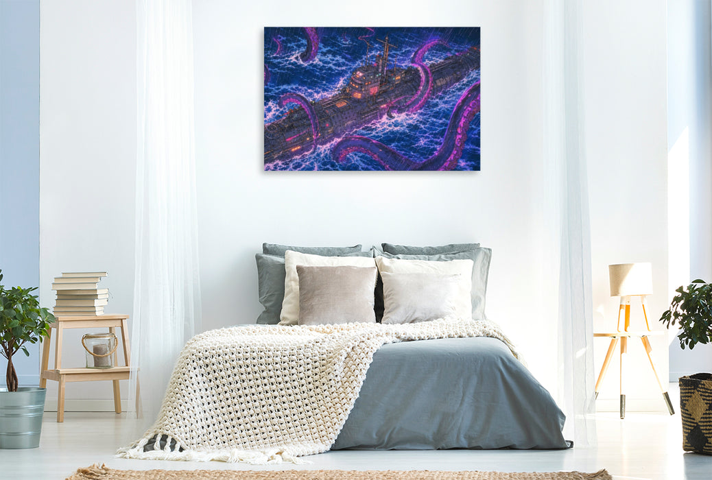 Premium Textil-Leinwand Szene aus "20.000 Meilen unter dem Meer" von Jules Verne