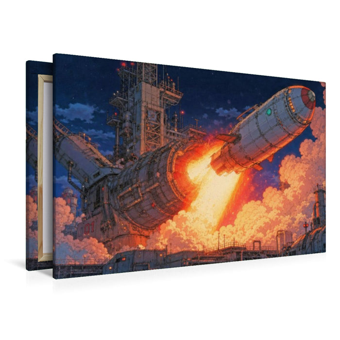 Premium Textil-Leinwand Szene aus "Von der Erde zum Mond" von Jules Verne